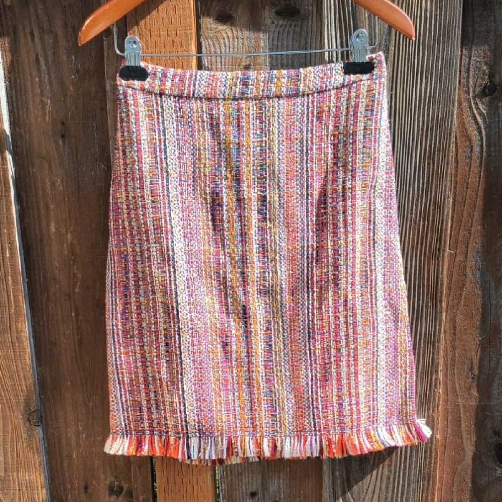 MAEVE by ANTHROPOLOGIE Zaira Tweed A-Line Skirt Fringe Trim Size 2